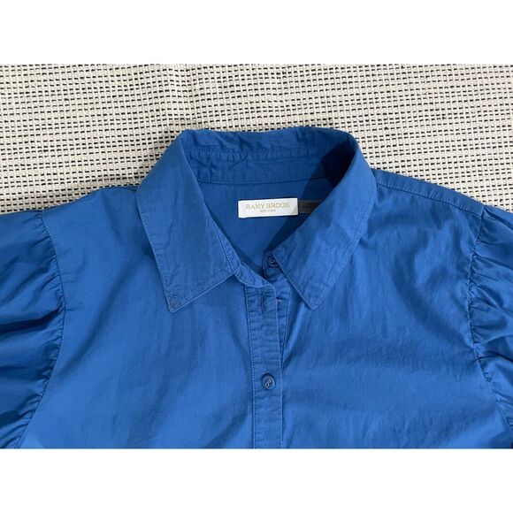 Ramy Brook Women's Large Poplin Blue Long Sleeve Collard Button Down Shirt - Picture 9 of 9